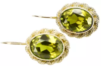 8-кактовое желтое золото 333 Yellow Peridot Серьги vec007x-yp Русский Советский СССР Винтаж изделия Ар-деко style Art Deco